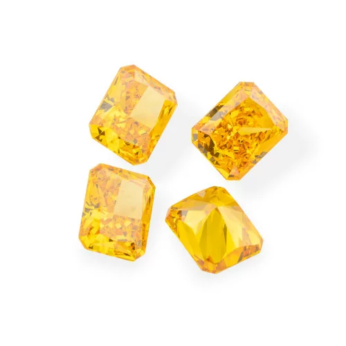 Pierre précieuse de corindon synthétique, corindon créé, coupe rectangulaire, 8x10mm, 4 pièces, topaze jaune