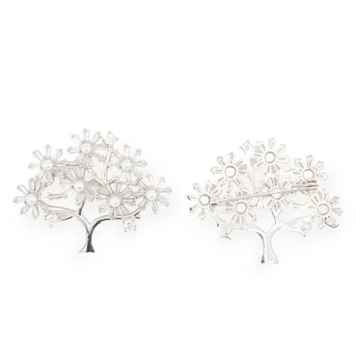 Broche Lunette Arbre Argent 925 41x32mm 1pc Perles de Majorque