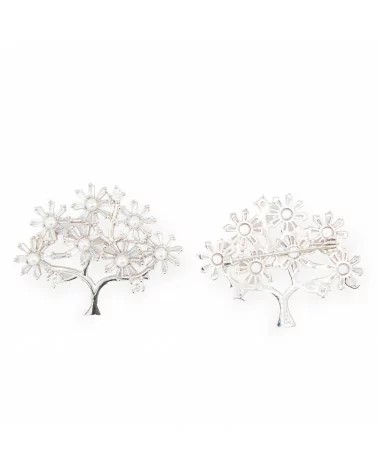 Spilla Di Argento 925 A Castone Albero 41x32mm 1pz Perline Di Maiorca-SPILLE FANTASIA | Worldofjewel.com