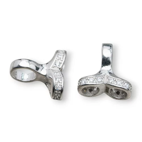 Coppette Di Argento 925 Con Zirconi E Doppio Aggancio Con Barretta 12x12mm 6mm 4pz Rodiato-COPPETTE A CAMPANA | Worldofjewel.com