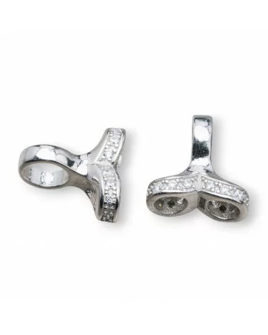 Coppette Di Argento 925 Con Zirconi E Doppio Aggancio Con Barretta 12x12mm 6mm 4pz Rodiato-COPPETTE A CAMPANA | Worldofjewel.com