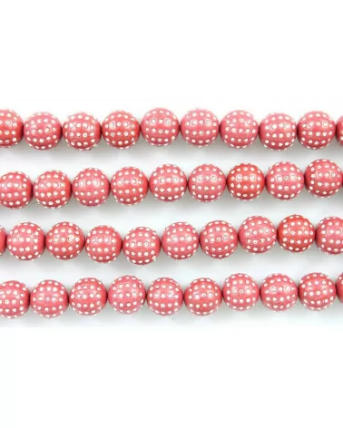 Palline 2 Fori Con Strass Tondo Liscio 14mm Pasta Di Corallo Rosso 1 Filo-PASTA CON STRASS | Worldofjewel.com