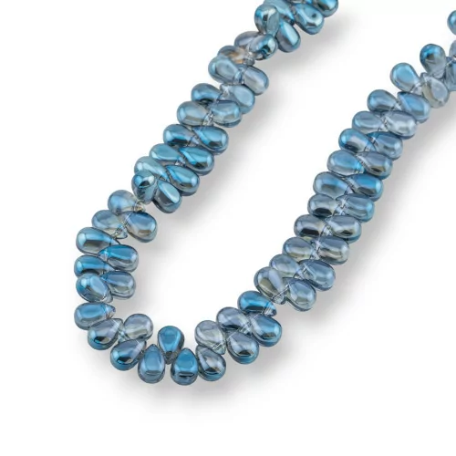 Briolette lisse gouttes perles de cristal 9x6mm bleu