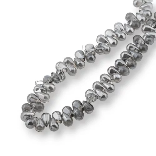 Cuentas de cristal con gotas de briolette lisas 9x6 mm Gris