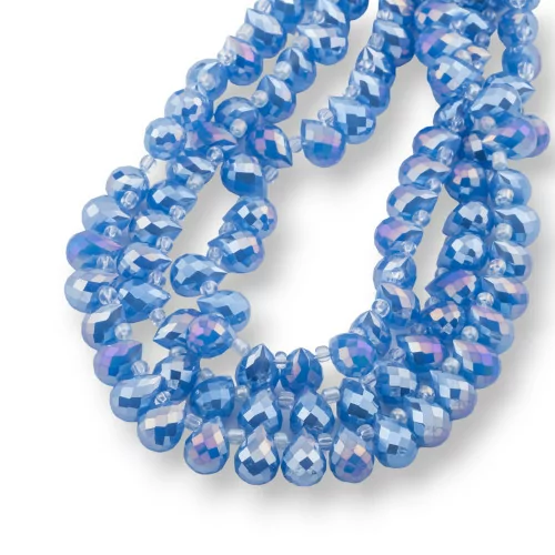 Crystal Beads Drops Briolette Faceted 10x8mm Blue