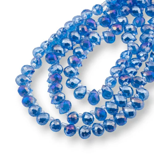 Crystal Beads Drops Briolette Faceted 10x8mm Blue