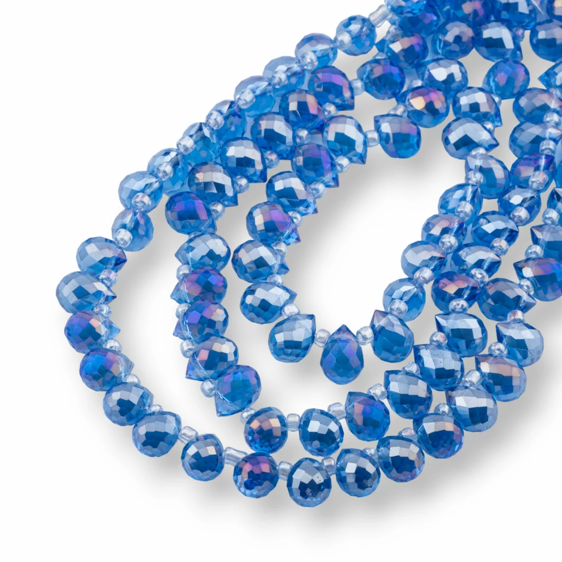 Perline Di Cristalli Gocce Briolette Sfaccettate 10x8mm Blu-CRISTALLI A FILO | Worldofjewel.com