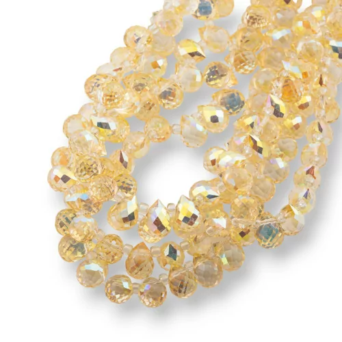 Perles de Cristal Gouttes Briolette Facettes 10x8mm Jaune