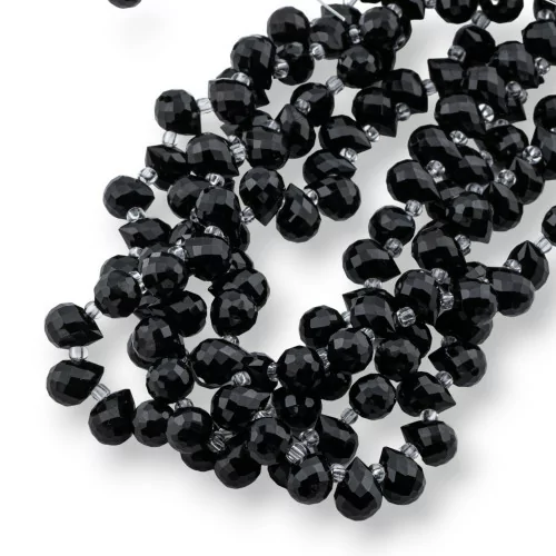 Crystal Beads Drops Briolette Faceted 10x8mm Black