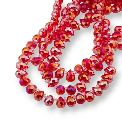 Crystal Beads Drops Briolette Faceted 10x8mm Red