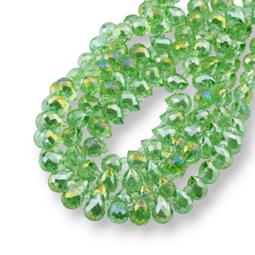 Crystal Beads Drops Briolette Faceted 10x8mm Green