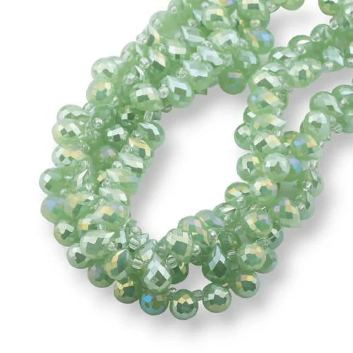 Crystal Beads Drops Briolette Faceted 10x8mm Green