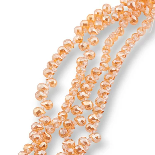 8x6mm Orange Faceted Briolette Drop Crystal Beads