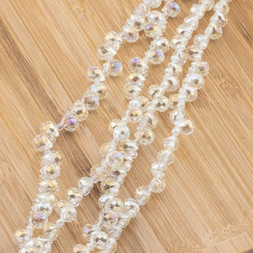 Crystal Beads Drops Briolette Faceted 8x6mm White