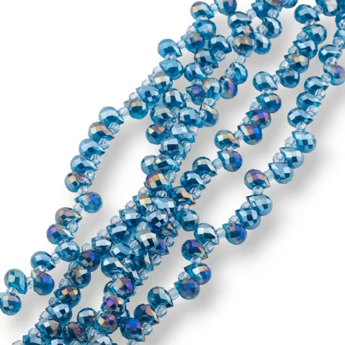 8x6mm Blue Faceted Briolette Drop Crystal Beads