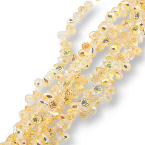 8x6mm Yellow Faceted Briolette Drop Crystal Beads