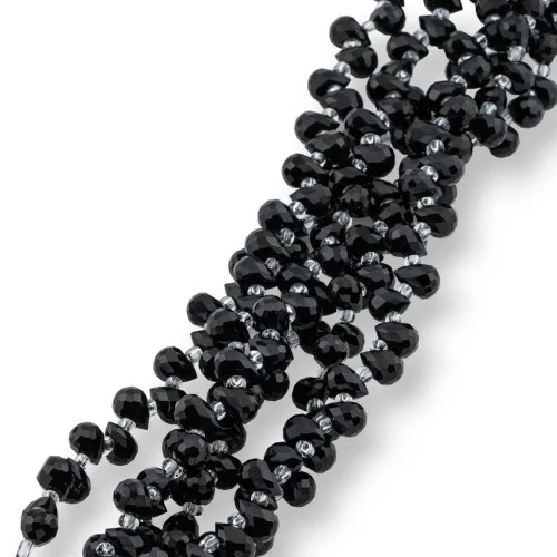 Crystal Beads Drops Faceted Briolette 8x6mm Μαύρο