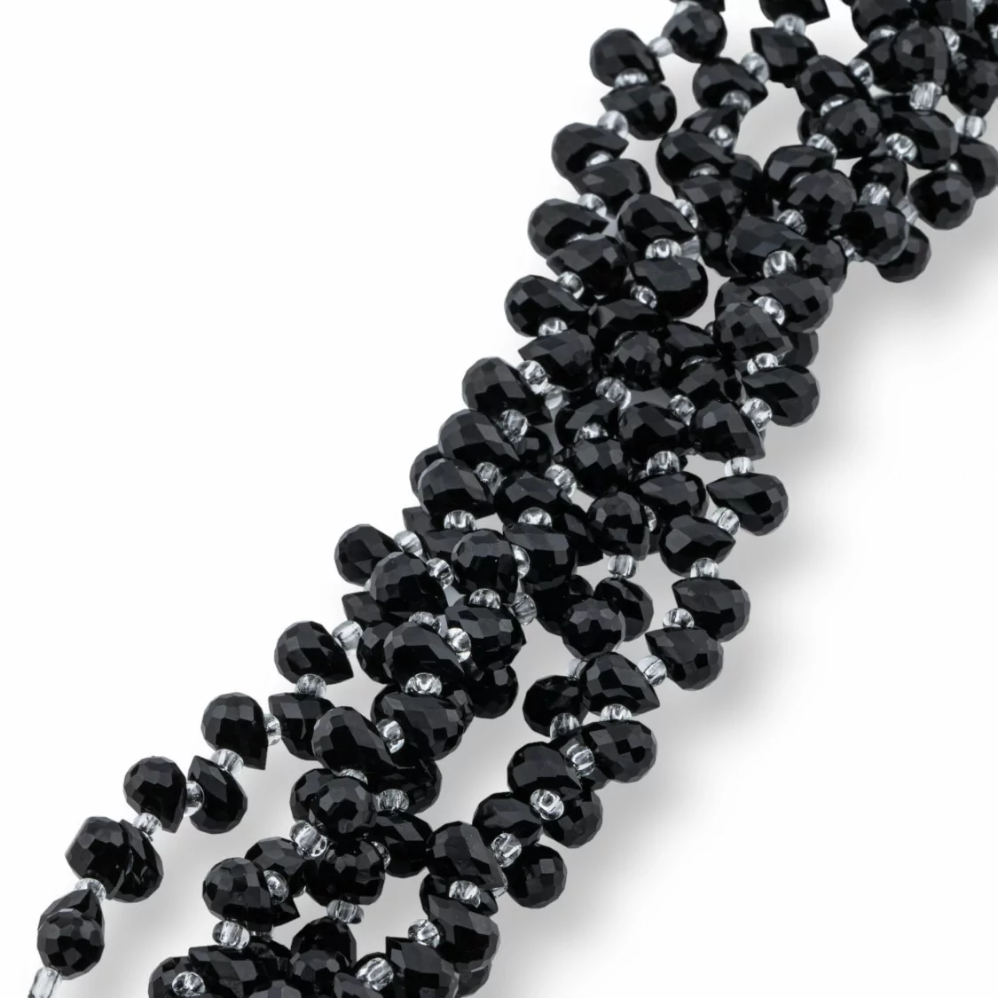 Perline Di Cristalli Gocce Briolette Sfaccettate 8x6mm Nero-CRISTALLI A FILO | Worldofjewel.com