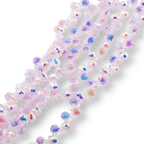 8x6mm Pink Faceted Briolette Drop Crystal Beads