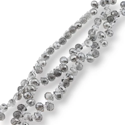 Crystal Beads Drops Faceted Briolette 8x6mm Ασημί