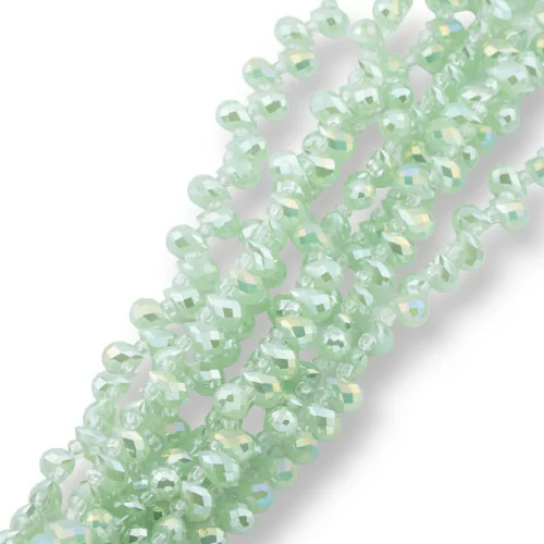 8x6mm Green Faceted Briolette Drop Crystal Beads