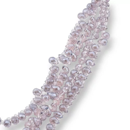 8x6mm Purple Faceted Briolette Drop Crystal Beads