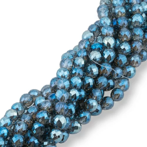 8x8mm Blue AB Faceted Briolette Drop Crystal Beads