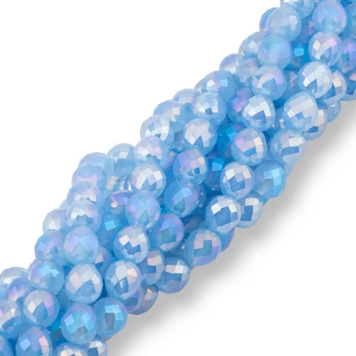 Crystal Beads Faceted Briolette Drops 8x8mm γαλάζιο