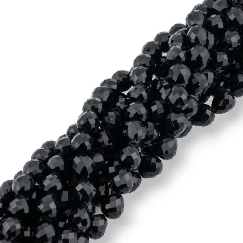 Cuentas de cristal Gotas Briolette facetadas 8x8mm Negro