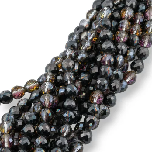 Crystal Beads Drops Briolette Faceted 8x8mm Black AB