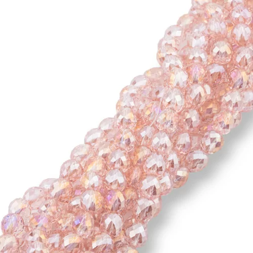 Perline Di Cristalli Gocce Briolette Sfaccettate 8x8mm Rosa Trasparente