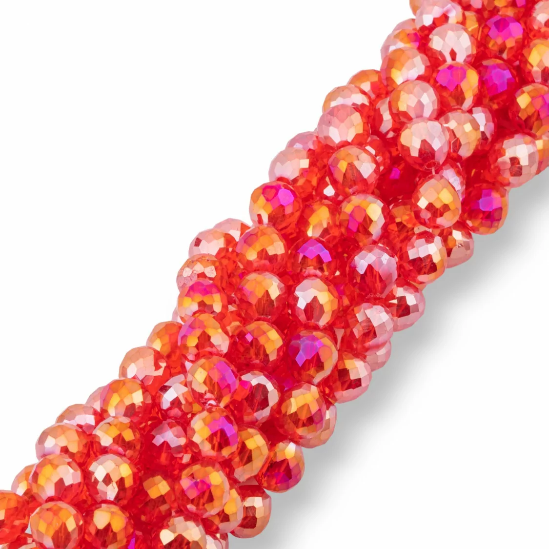 Perline Di Cristalli Gocce Briolette Sfaccettate 8x8mm Rosso AB-CRISTALLI A FILO | Worldofjewel.com