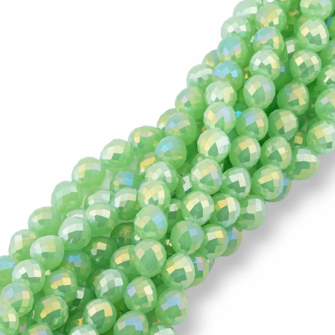 Perline Di Cristalli Gocce Briolette Sfaccettate 8x8mm Verde Chiaro-CRISTALLI A FILO | Worldofjewel.com