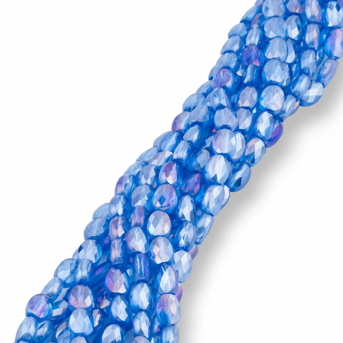 Perline Di Cristalli Ovale Piatto Sfaccettato 6x8mm Blu-CRISTALLI A FILO | Worldofjewel.com