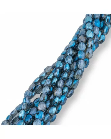 Perline Di Cristalli Ovale Piatto Sfaccettato 6x8mm Blu AB-CRISTALLI A FILO | Worldofjewel.com