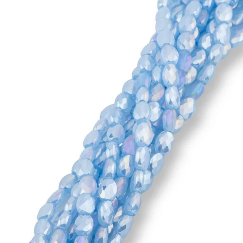 Crystal Beads Oval Flat Faceted 6x8mm Light Blue