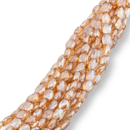 Crystal Beads Oval Flat Faceted 6x8mm Champagne