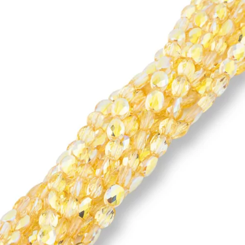 6x8mm Yellow Faceted Flat Oval Crystal Beads