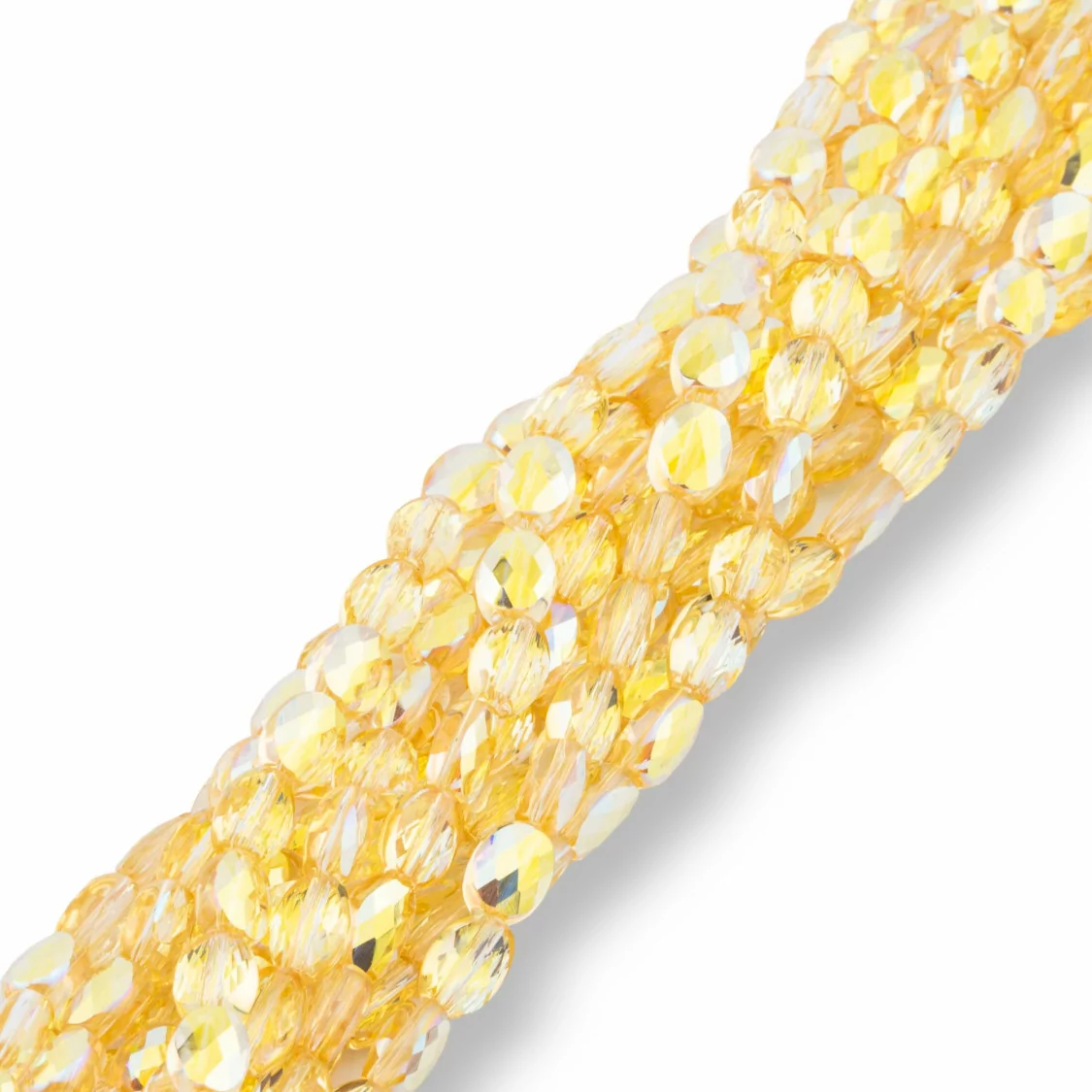 Perline Di Cristalli Ovale Piatto Sfaccettato 6x8mm Giallo-CRISTALLI A FILO | Worldofjewel.com