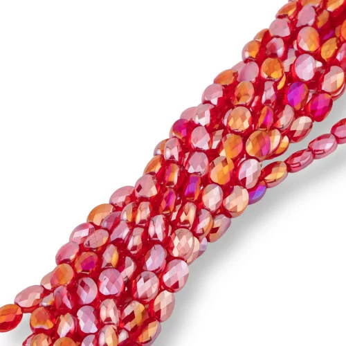 Perles de Cristal Ovale Plat Facettes 6x8mm Rouge