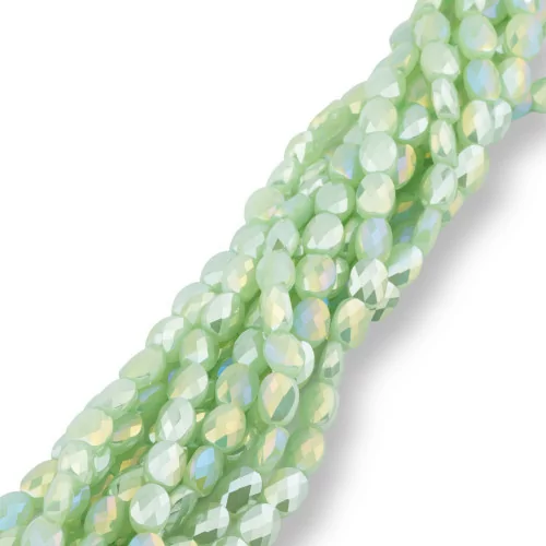 Perles de Cristal Ovale Plat Facettes 6x8mm Vert