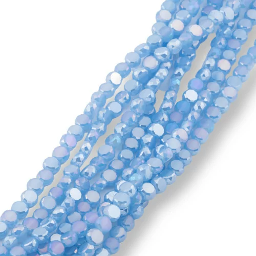 Perles rondes plates en cristal à facettes 6 mm bleu clair