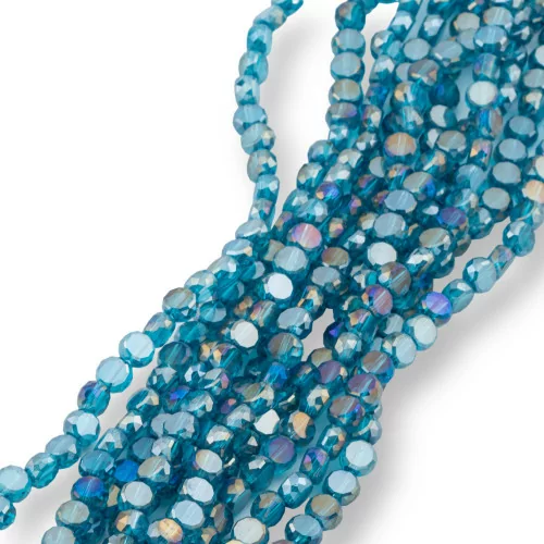 6mm Light Blue AB Faceted Flat Round Crystal Beads