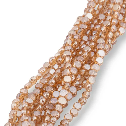 6mm Champagne Faceted Flat Round Crystal Beads