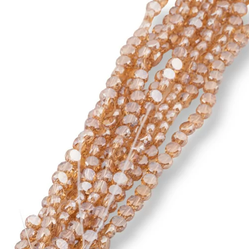 6mm Champagne Faceted Flat Round Crystal Beads