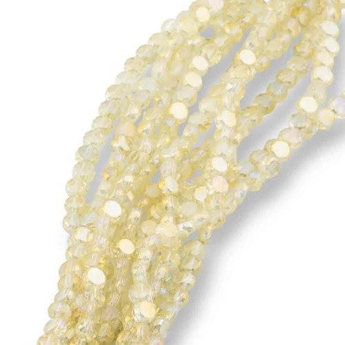 6mm Yellow Faceted Flat Round Crystal Beads