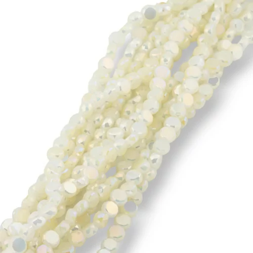 6mm Light Yellow Faceted Flat Round Crystal Beads