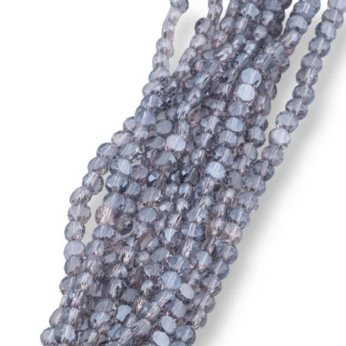 6mm Grey Faceted Flat Round Crystal Beads