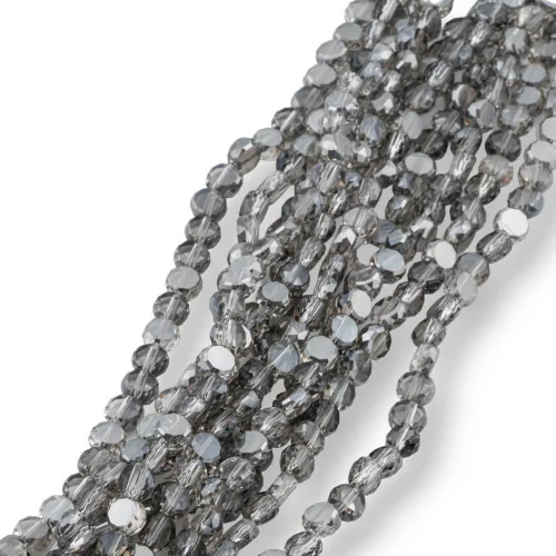 Perles de Cristal Plates Rondes à Facettes 6mm Gris