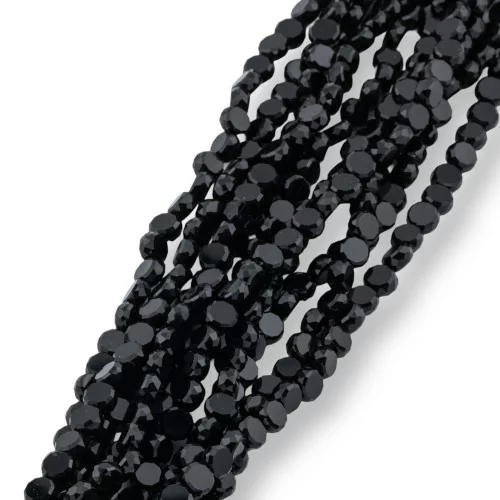 6mm Black Faceted Flat Round Crystal Beads